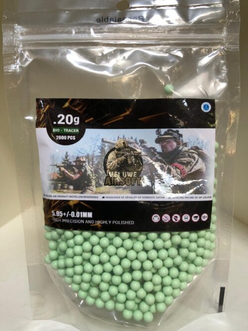 Plastic Bag - Veluwe Airsoft - GREEN TRACER BIO 0.20 BB - 1000pcs -0