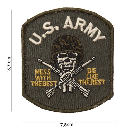 EMBLEEM STOF US ARMY (DOODSKOP) MET KLITTEBAND-0