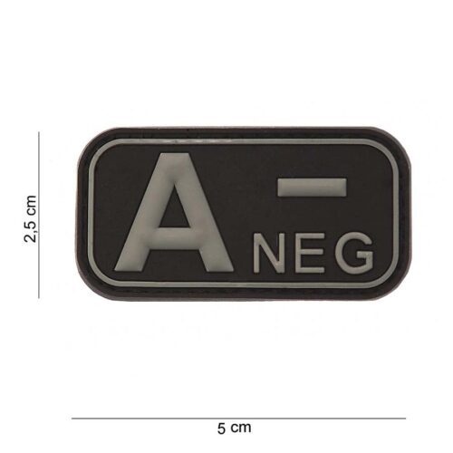 Embleem 3D PVC bloedgroep A- negatief zwart-0