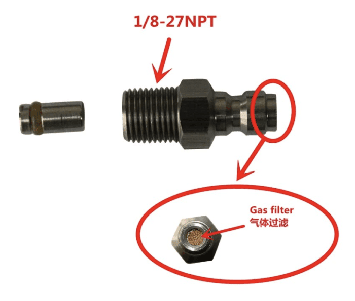 Paintball Tank Regulator - Replaceable Fill Nipple with filter (Valve)